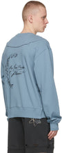 C2H4 Blue 'My Own Private Planet' Distressed Paneled Sweatshirt