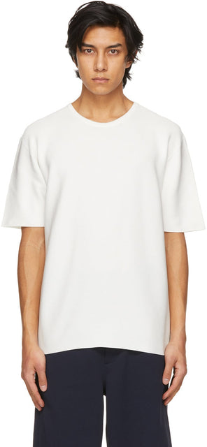 CFCL White Garter Half Sleeve T-Shirt - T-shirt à deux manches de jarretière CFCL - CFCL 화이트 가터 하프 슬리브 티셔츠