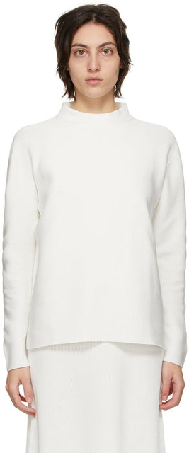 CFCL White Long Sleeve Garter T-Shirt - T-shirt jarretière à manches longues en blanc CFCL - CFCL 화이트 긴 소매 가터 셔츠