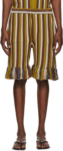 CMMN SWDN Brown Striped Alvar Shorts - CMMN SWDN Brown rayé alvar short - CMMN SWDN BROWN 스트라이프 알바라 반바지