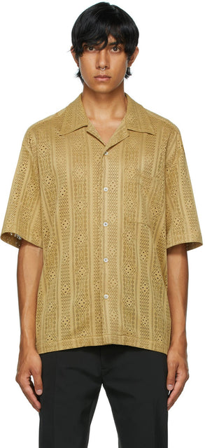 CMMN SWDN Khaki Ture Camp Collar Short Sleeve Shirt - Chemise à manches courtes Col CMMN SWDN KHAKI TURE CAMP - CMMN SWDN Khaki Ture 캠프 칼라 짧은 소매 셔츠