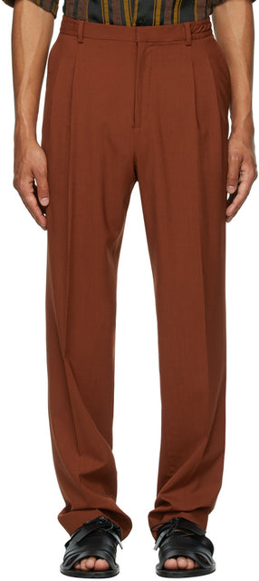 CMMN SWDN Orange Wool Jez Pleated Trousers - Pantalon plissé Jez en laine de laine orange CMMN SWDN - CMMN SWDN 오렌지 양모 JEZ Pleated 바지