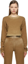 COTTON CITIZEN Brown Crop Tokyo Long Sleeve T-Shirt - T-shirt à manches longues de citoyen citoyen citoyen brown Tokyo - 코튼 시민 브라운 자르지 도쿄 긴 소매 티셔츠
