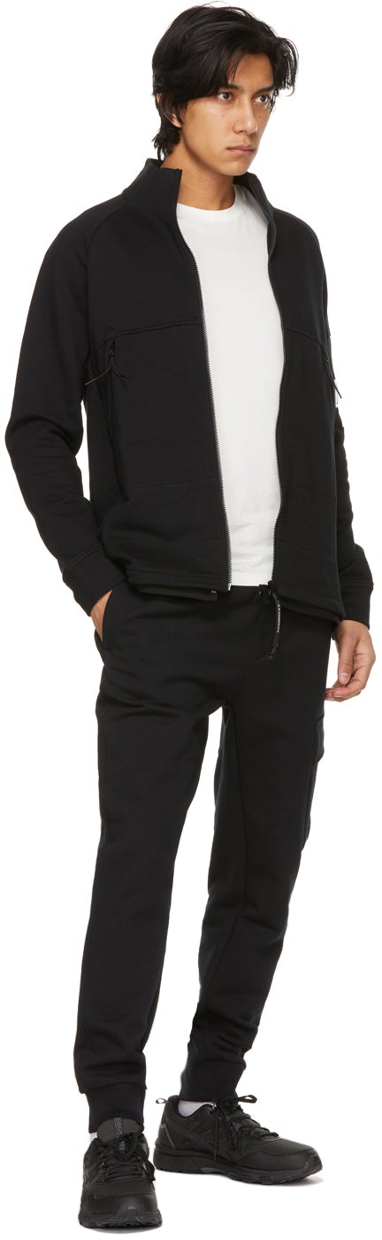 C.P. Company Black Diagonal Raised Lounge Pants