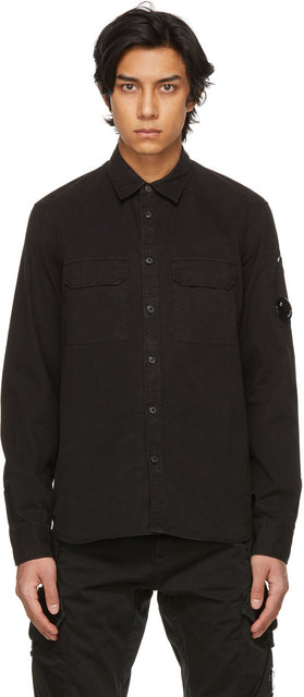 C.P. Company Black Gabardine Garment-Dyed Shirt - C.p. Société Chemise teinte de vêtement gabardine noir - ...의 회사 블랙 Gabardine 의류 염색 셔츠