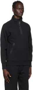 C.P. Company Black Garment-Dyed Quarter Zip Sweatshirt