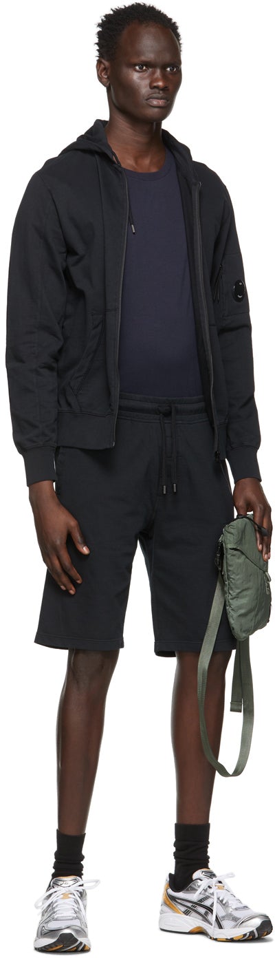 C.P. Company Black Light Jersey Garment Dyed Cargo Shorts