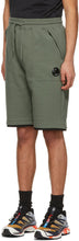 C.P. Company Green Fleece Diagonal Raised Shorts