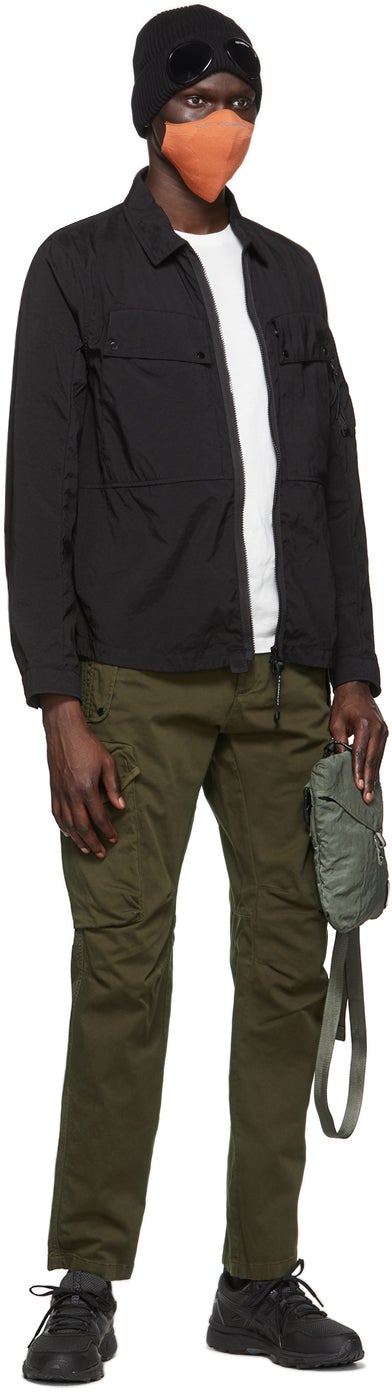 C.P. Company Green Stretch Sateen Garment-Dyed Utility Cargo Pants