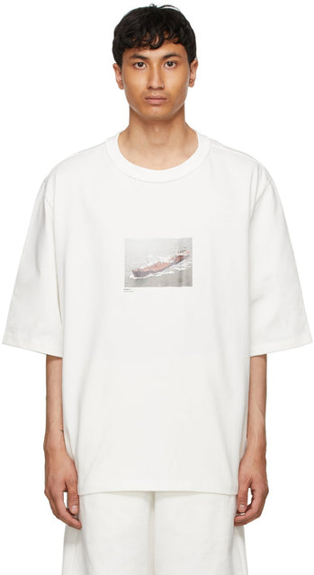 Camiel Fortgens White Oversized 'Ship 2' T-Shirt - T-shirt Camiel Forgens 'Ship 2' surdimensionné blanc - Camiel Fortgens 흰색 대형 '선박 2'티셔츠