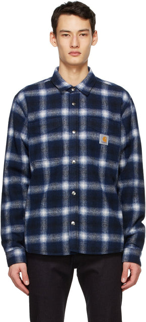 Carhartt Work In Progress Blue Check Lashley Shirt - Carhartt travaille en cours Blue Check Lashley Shirt - Carhartt 진행중인 블루 체크 Lashley Shirt.