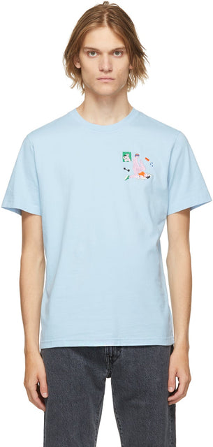 Carne Bollente Blue Organic Cotton Aerodick T-Shirt - T-shirt de coton biologique biologique bleu de Carne Bollente - Carne Bollente Blue Organic Cotton Aerodick T 셔츠