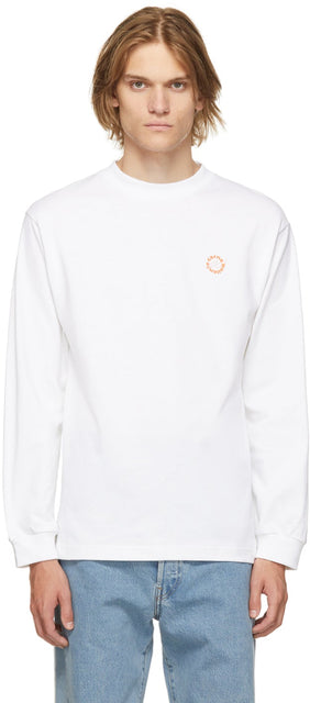 Carne Bollente White Organic Cotton Titanic Tits Long Sleeve T-Shirt - T-shirt à manches longues de coton biologique de Carne Bollente - Carne Bollente 화이트 유기농면 타이타닉 가슴 긴 소매 티셔츠