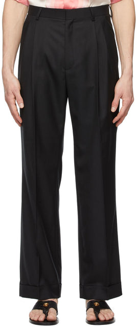 Casablanca Black Pleated Rio Trousers - Pantalon Rio plissé Noir Casablanca - 카사 블랑카 블랙 Pleated 리오 바지