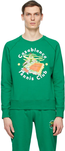Casablanca Green Tennis Club Island Sweatshirt - Sweat-shirt de l'île du club de tennis vert Casablanca - 카사 블랑카 그린 테니스 클럽 섬 스웨터