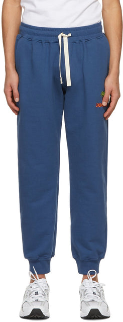 Casablanca Navy Embroidered 'Casaway' Lounge Pants - Pantalon de salon Casablanca Navy brodé 'Casaway' - Casablanca 해군 수 놓은 'Casway'라운지 바지