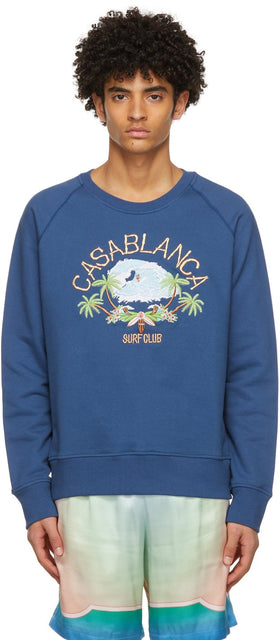 Casablanca Navy Embroidered 'Surf Club' Sweatshirt - Sweat-shirt 'Surf Club' brodé Casablanca - 카사 블랑카 해군 수 놓은 '서핑 클럽'스웨터 셔츠