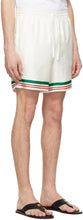 Casablanca White Silk Tennis Stripe Shorts