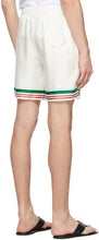 Casablanca White Silk Tennis Stripe Shorts