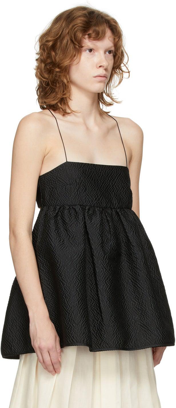 Cecilie Bahnsen Black Seersucker Hortensia Tank Top – BlackSkinny