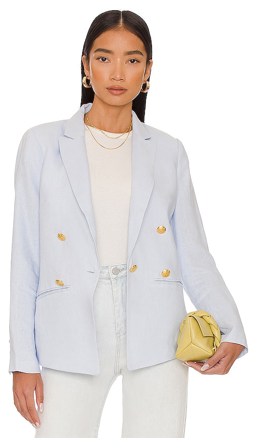 Central Park West Frankie Double Breasted Blazer in Baby Blue Central Park West Frankie Blazer Double Putted en bleu bébé 中央公园West Frankie双胸外套，淡蓝色