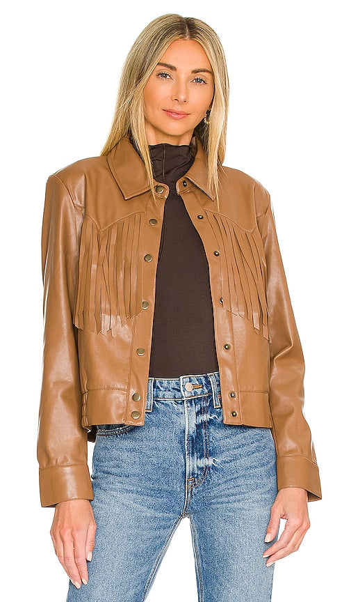 Central Park West Ryder Fringe Jacket in Brown Veste de franges de Central Park West Ryder en marron 中央公园西莱德边缘夹克棕色
