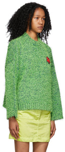 Charles Jeffrey Loverboy Green Lambswool Texture Sweater