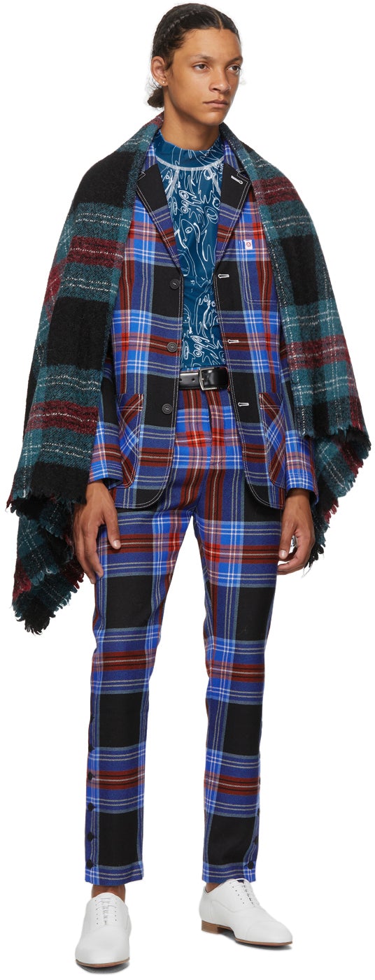 Charles Jeffrey Loverboy Navy Tartan Teddy Boy Trousers