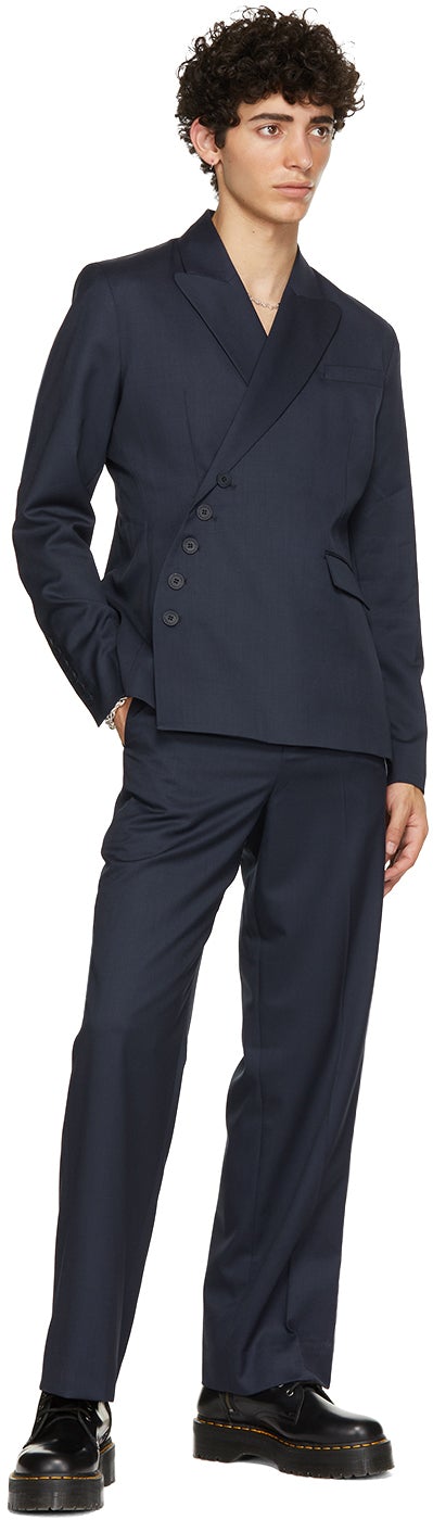 Charles Jeffrey Loverboy Navy Wool Stripe Trousers