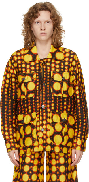 Charles Jeffrey Loverboy Orange Denim Art Jacket - Veste d'art en denim orange Charles Jeffrey Loverboy - Charles Jeffrey Loverboy Orange Denim Art Jacket.