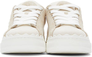 ChloÃ© Beige Canvas Embroidered Lauren Sneakers