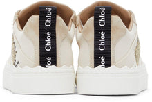 ChloÃ© Beige Canvas Embroidered Lauren Sneakers