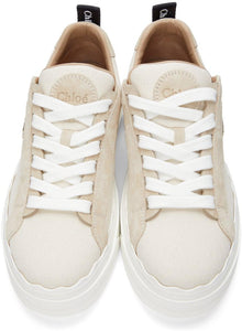 ChloÃ© Beige Canvas Embroidered Lauren Sneakers