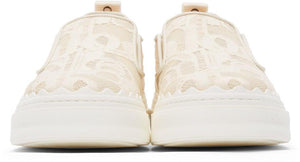 ChloÃ© Beige Lace Lauren Slip-On Sneakers