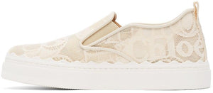 ChloÃ© Beige Lace Lauren Slip-On Sneakers