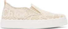 ChloÃ© Beige Lace Lauren Slip-On Sneakers - Baskets Sloé Beige Dentelle Lauren Slip-on - ChloÃ © 베이지 색 레이스 Lauren Slip-on Sneakers.