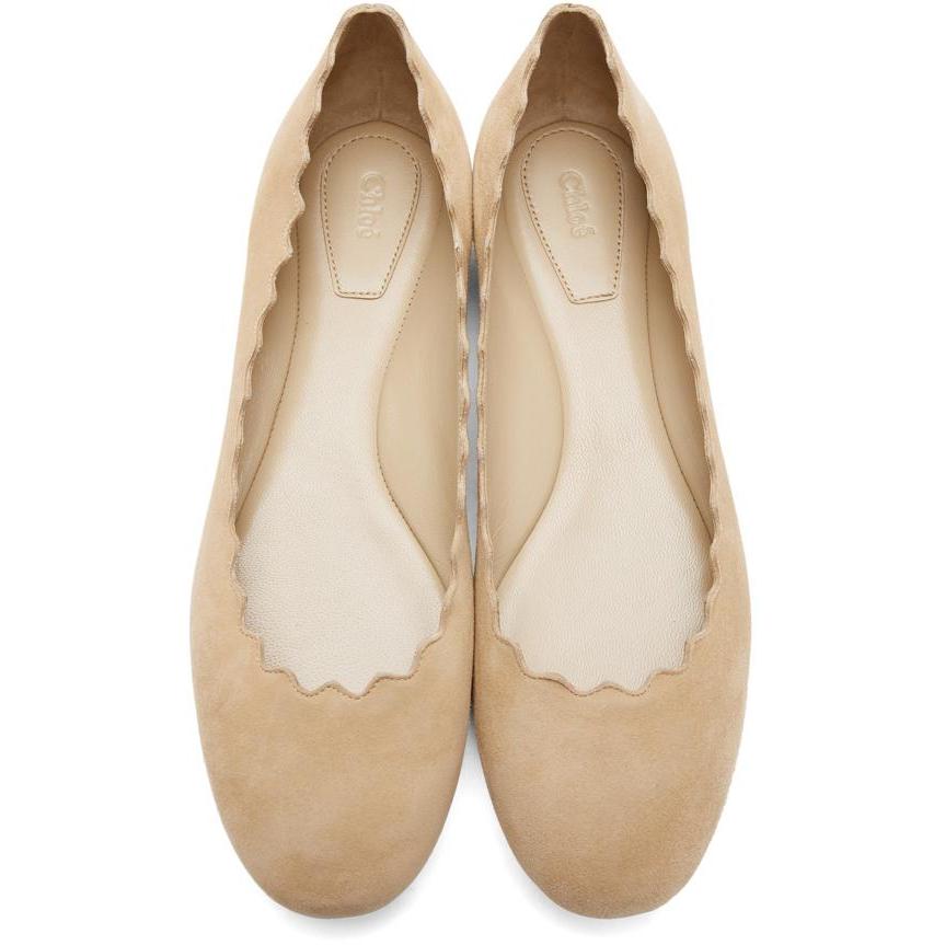 ChloÃ© Beige Suede Lauren Flats - Chloé beige en daim Lauren appartements - ChloÃ © 베이지 스웨이드 Lauren Flats.