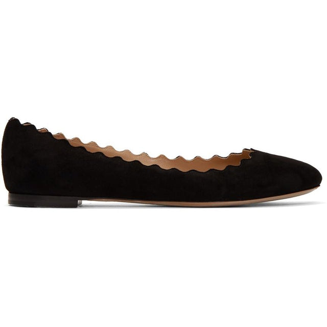 ChloÃ© Black Suede Lauren Ballerina Flats - Chloé Noir Suede Lauren Ballerina appartements - ChloÃ © Black Suede Lauren 발레리나 아파트