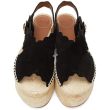 ChloÃ© Black Suede Lauren Espadrilles Platform Sandals - Sandales de plateforme ChloÃ © Noir Suede Lauren Espadrilles - ChloÃ © Black Suede Lauren Espadrilles 플랫폼 샌들