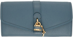 ChloÃ© Blue Long Aby Flap Wallet - Portefeuille à rabat Long Aby Chloé Blue - Chloé © Blue Long Aby Flap Wallet.