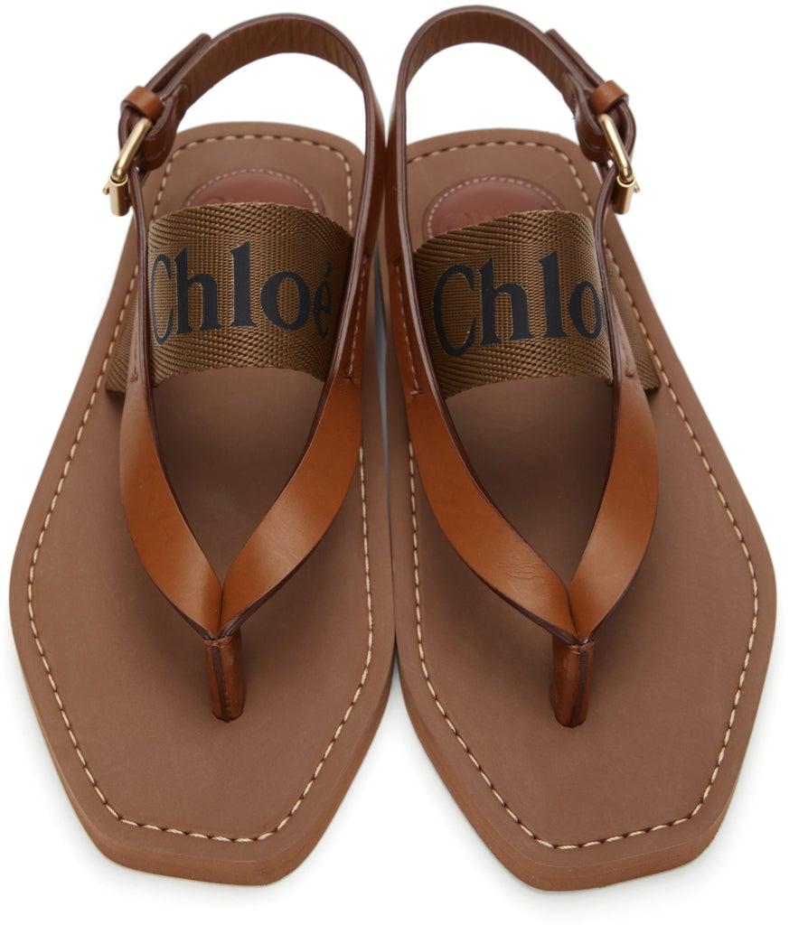 ChloÃ© Brown Woody Flat Sandals
