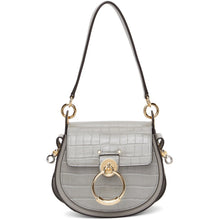 ChloÃ© Grey Croc-Embossed Small Tess Bag