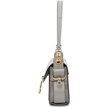 ChloÃ© Grey Croc-Embossed Small Tess Bag