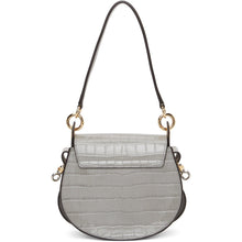 ChloÃ© Grey Croc-Embossed Small Tess Bag
