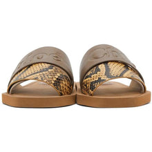 ChloÃ© Khaki Snake Woody Flat Mules