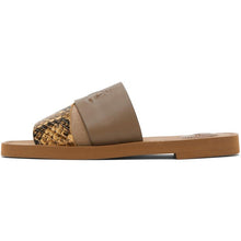 ChloÃ© Khaki Snake Woody Flat Mules