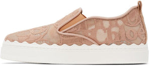 ChloÃ© Pink Lace Lauren Slip-On Sneakers