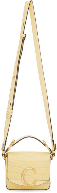 ChloÃ© Yellow Croc Mini 'ChloÃ© C' Bag - Chloé Jaune Croc Mini 'Chloél C' Sac - ChloÃ © Yellow Croc Mini 'ChloÃ © C'가방