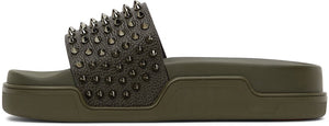 Christian Louboutin Khaki Pool Fun Flat Sandals