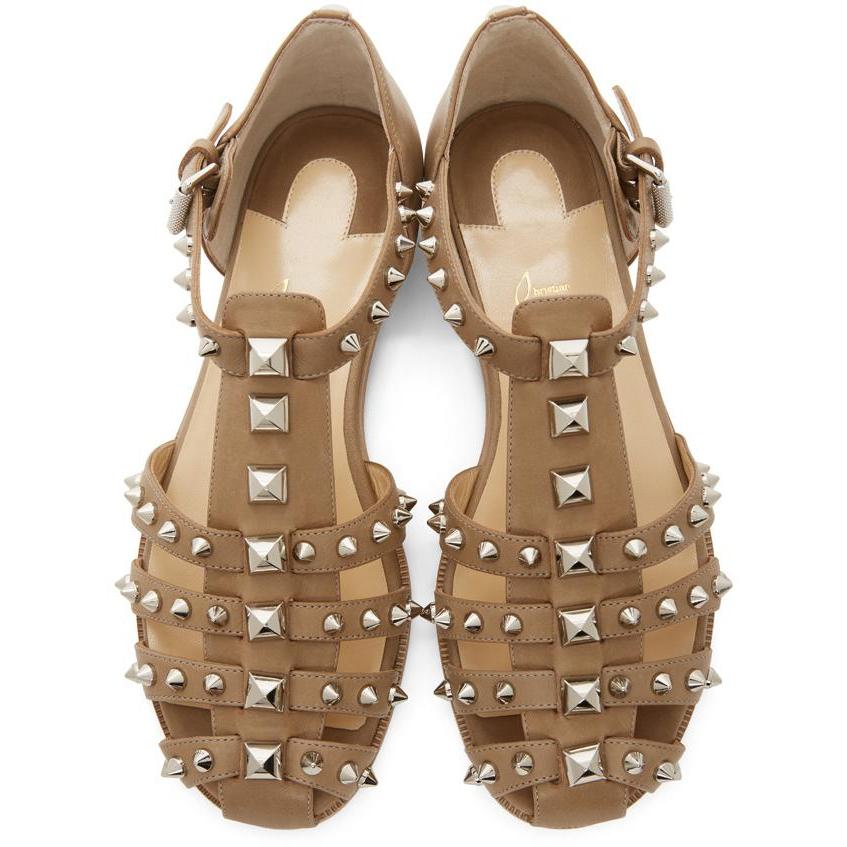 Christian Louboutin Tan Loubiclou Sandals - Sandales Christian Louboutin Tan Loubiclou - Christian Louboutin Tan Loubiclou 샌들